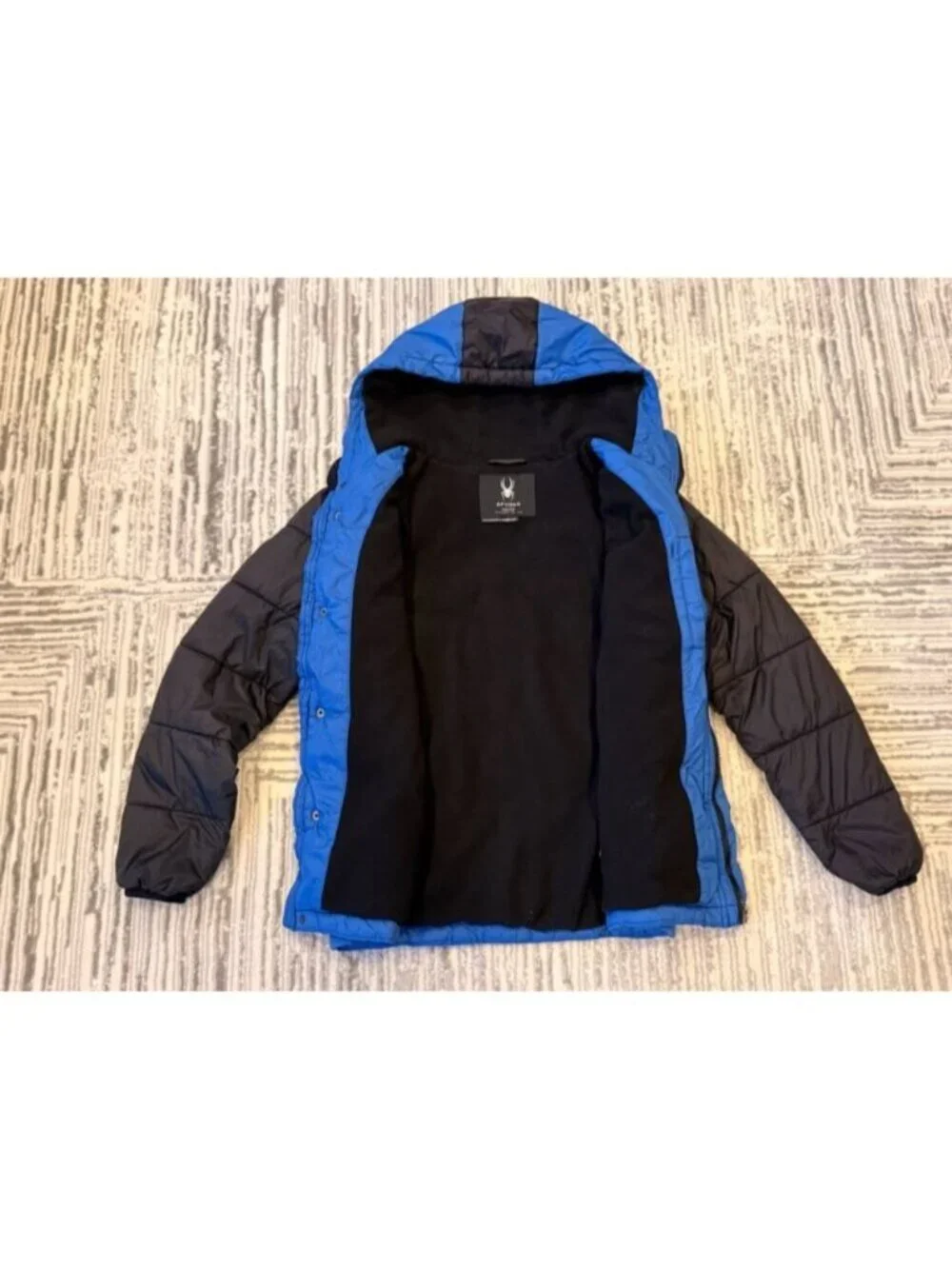 Spyder boys youth large 14/16 blue/black puffer coat